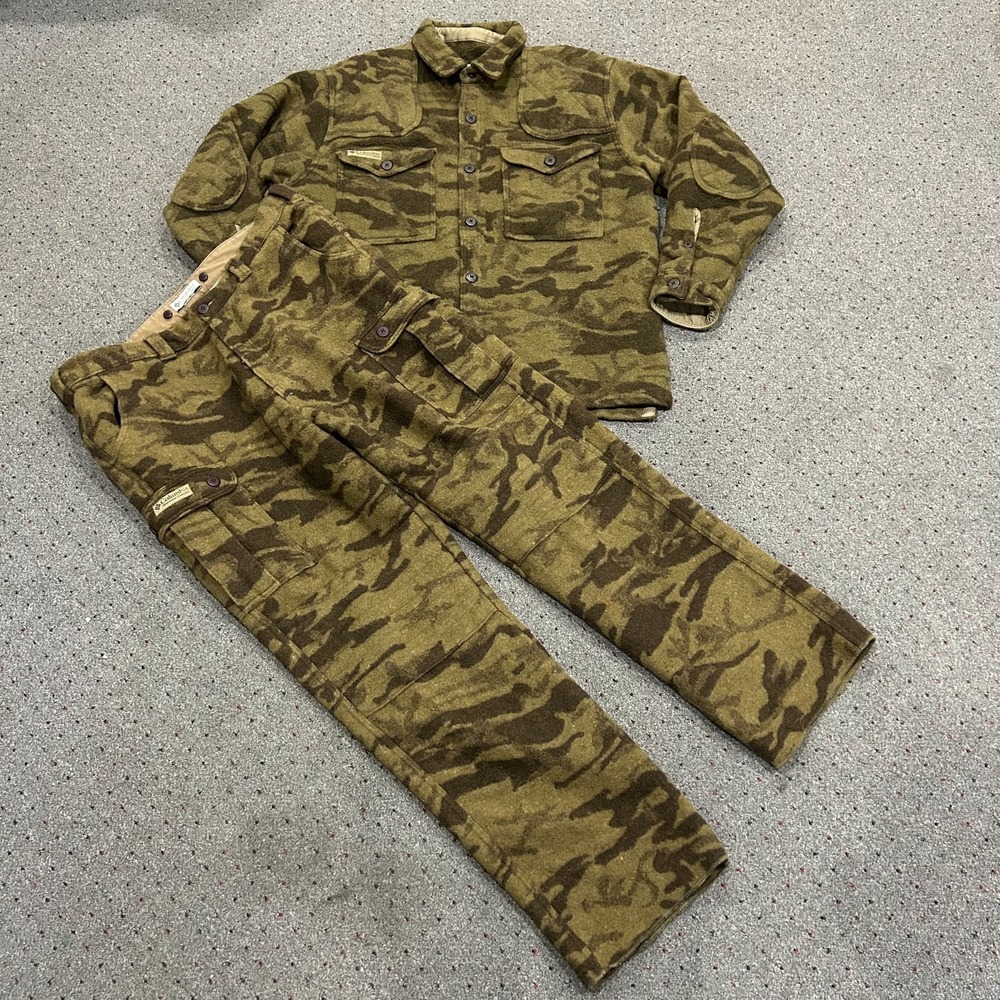 Columbia Gallatin Range Wool Camo Hunting Jacket & Pants XL Top 42 Pants Heavy